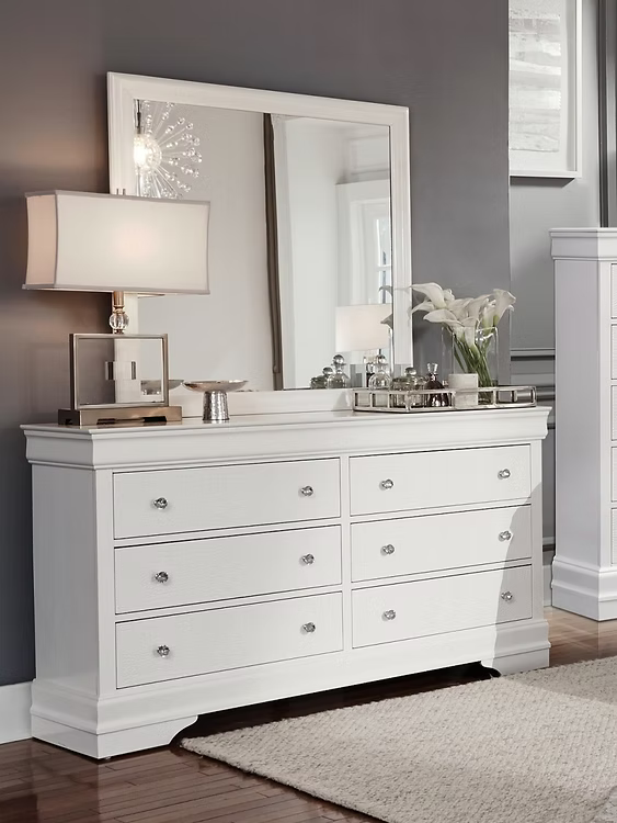 Dressoir Pompei avec miroir assorti, design élégant – Literie d’Amitié