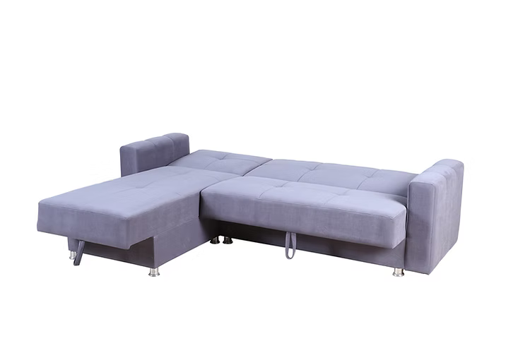 Canapé-lit sectionnel gris transformé en lit double – Literie d’Amitié