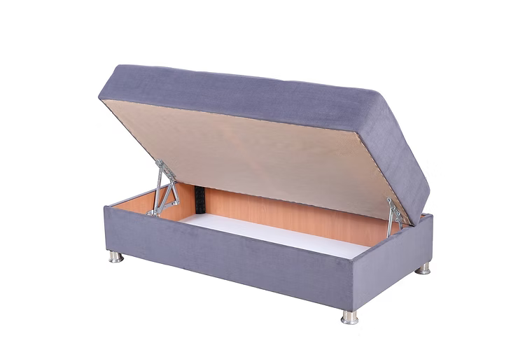 Coffre ottoman ouvert assorti au canapé-lit sectionnel gris – Literie d’Amitié

