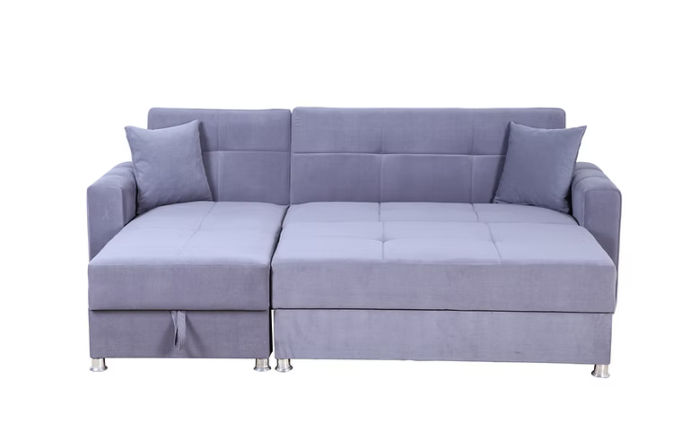 Canapé-lit sectionnel gris avec chaise réversible – Literie d’Amitié

